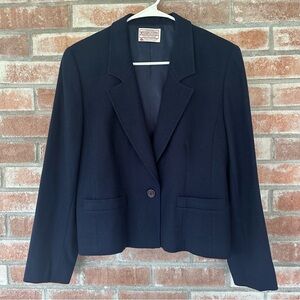 Vintage Pendleton Virgin Wool Blazer Suit Jacket Women’s 14 Navy Blue
